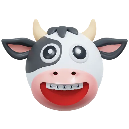 Smile With Tooth Braces Cow Emoticon 3 D Icon Illustration 3D Icon