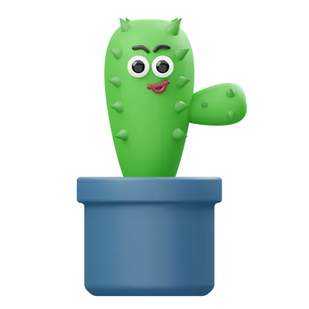 Smiley Cactus  3D Illustration