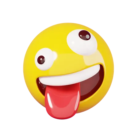 Smiley Crazy Face Emoji  3D Emoji