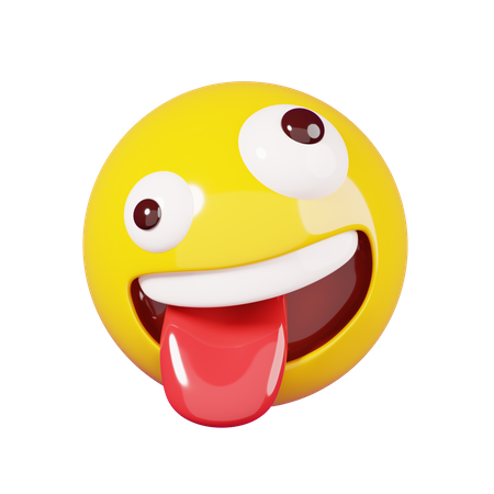 Smiley Crazy Face Emoji  3D Illustration