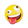 3d smiley crazy face emoji illustration