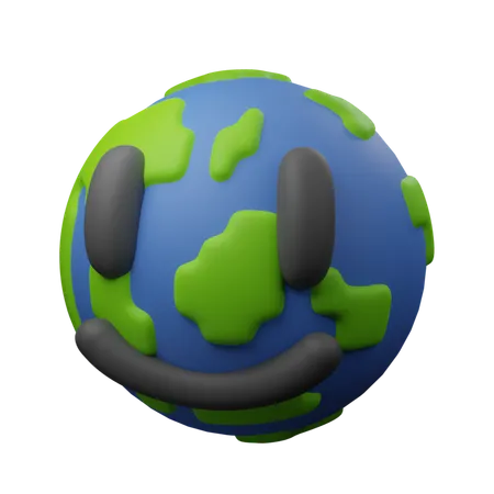 Smiley Earth  3D Icon