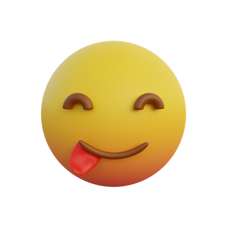 Smiley face emoticon sticking out tongue 3D Illustration