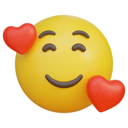 Smiley Face With Heart Emoji  3D Icon