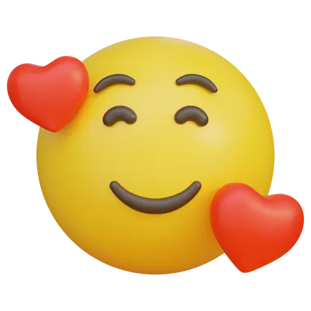 Smiley Face With Heart Emoji  3D Icon