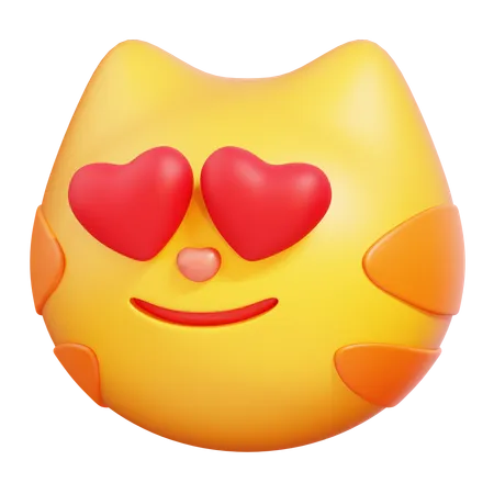 Smiling Cat with Heart Eyes  3D Icon