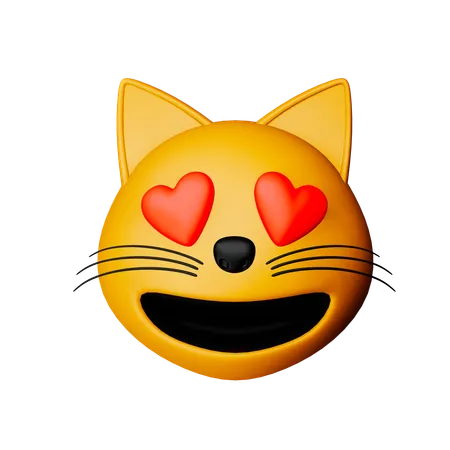 Smiling Cat With Heart Eyes Emoji  3D Icon