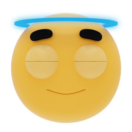 Smiling Emoji With Halo  3D Icon