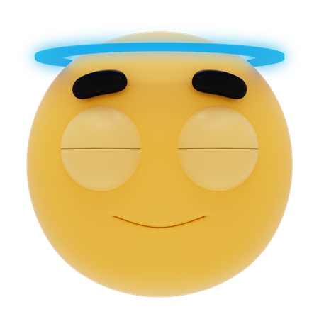 Smiling Emoji With Halo  3D Icon