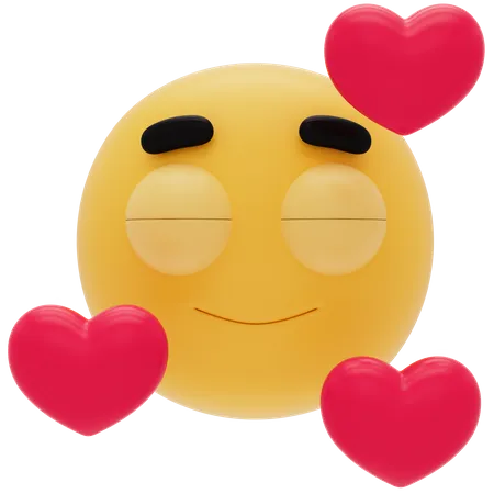 Smiling Emoji With Hearts  3D Icon