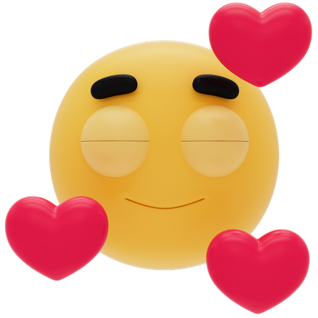 Smiling Emoji With Hearts 3D Icon