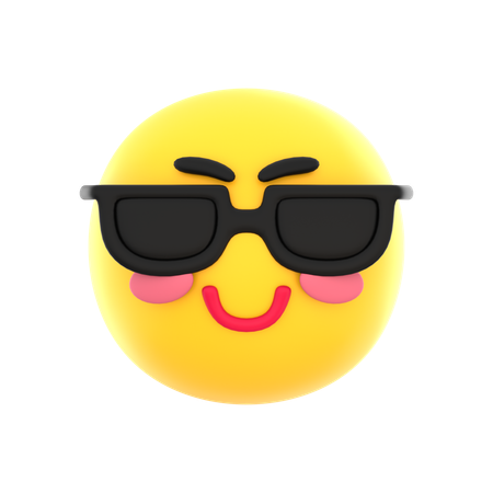 Smiling Emoticon In Sunglasses  3D Icon