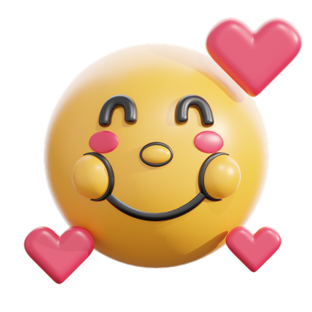 Smiling face with hearts  3D Icon