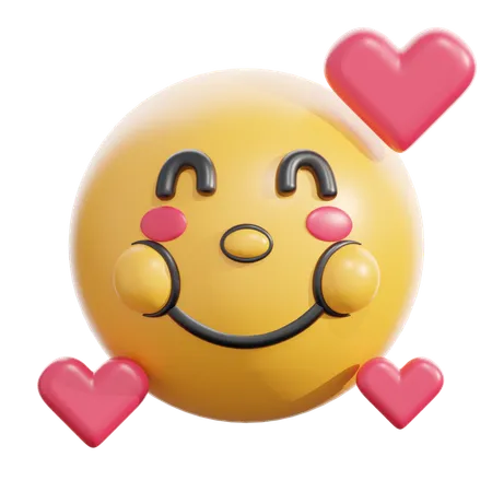 Smiling face with hearts  3D Icon