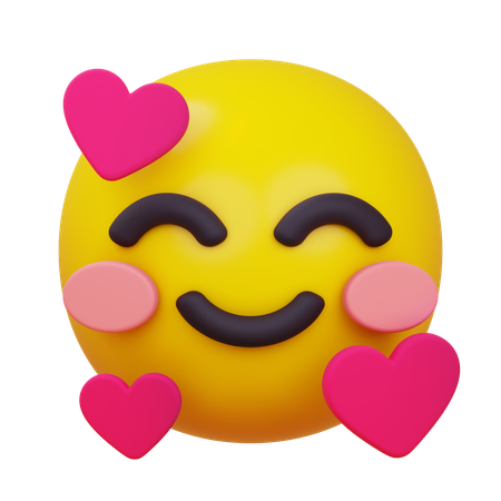 Smiling Face with Hearts  3D Icon