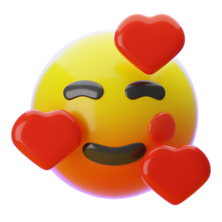 SMILING FACE WITH HEARTS EMOJI  3D Icon