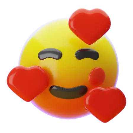 SMILING FACE WITH HEARTS EMOJI  3D Icon