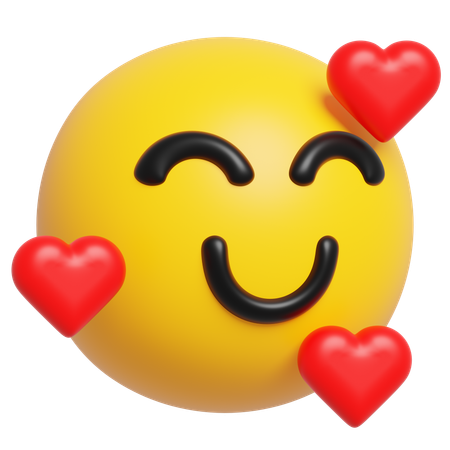 Smiling Face with Hearts Emoji  3D Icon