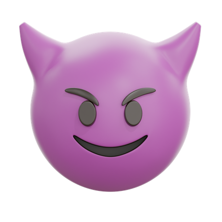 Smiling Face With Horns  3D Icon