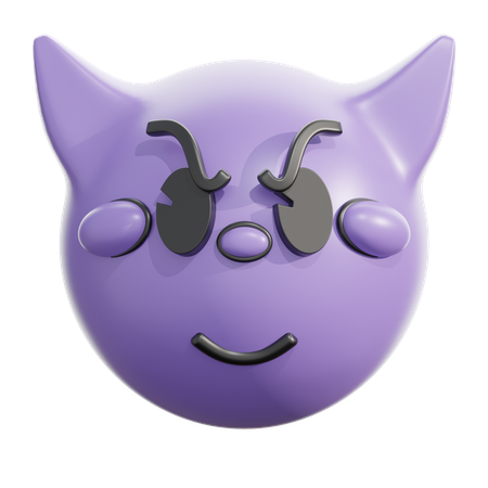 Smiling face with horns  3D Icon