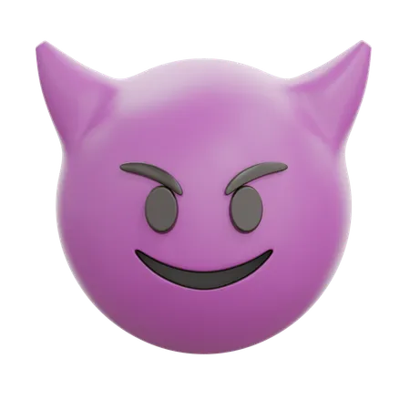 Smiling Face With Horns  3D Icon