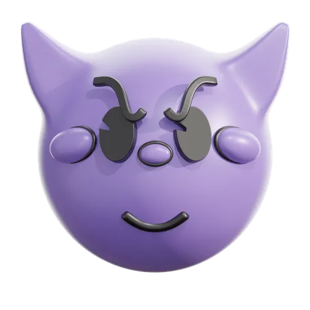 Smiling face with horns  3D Icon