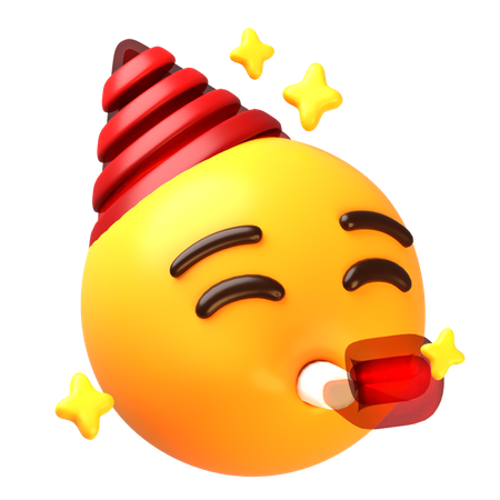 Smiling face with party hat  3D Icon