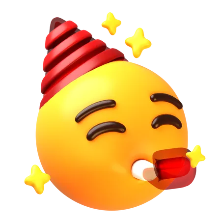Smiling face with party hat  3D Icon
