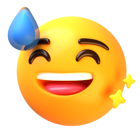 Smiling face with sweat  3D Icon