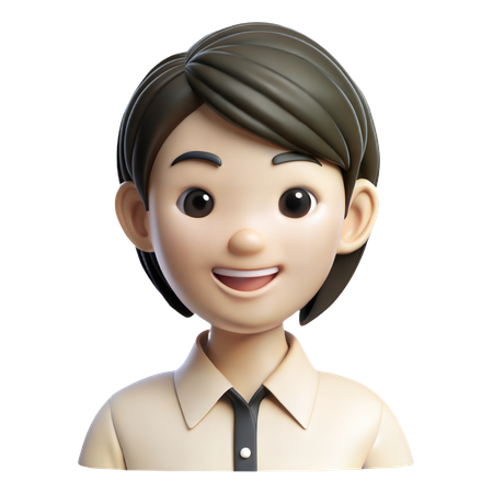笑顔の女性アバター  3D Icon