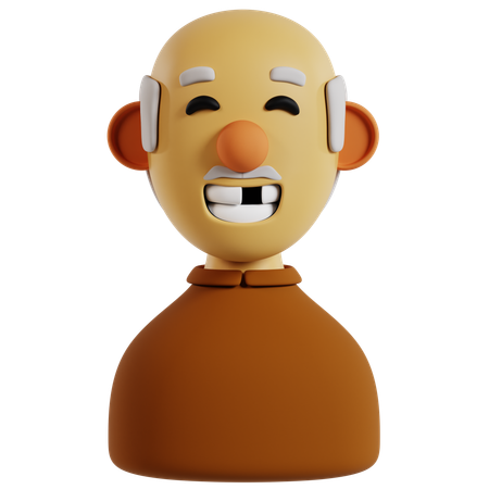 Smiling Grandfather Avatar  3D Icon