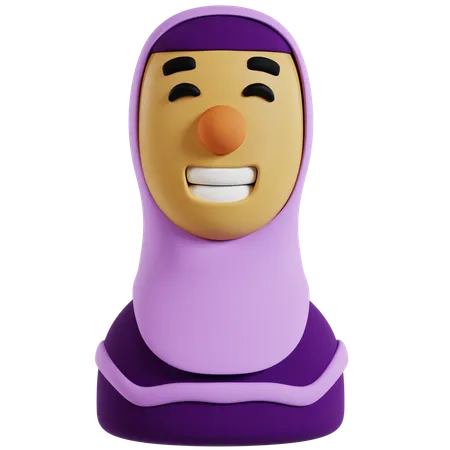 Smiling Muslimah Avatar  3D Icon