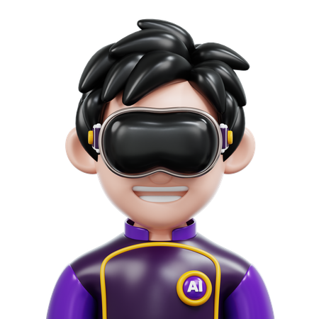 Smiling With Goggles  3D Icon