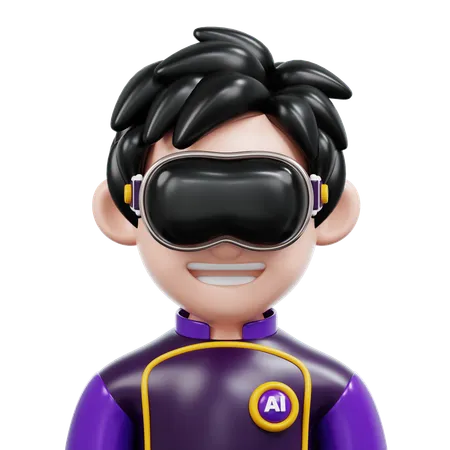 Smiling With Goggles  3D Icon