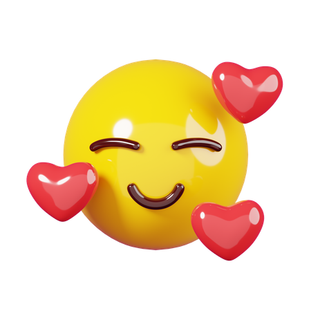 Smiling With Hearts Love Emoji  3D Emoji