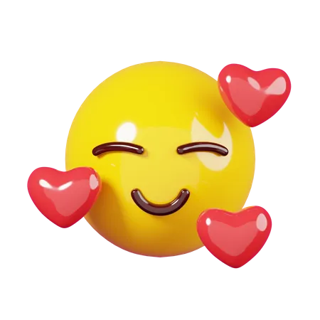 Smiling With Hearts Love Emoji  3D Emoji