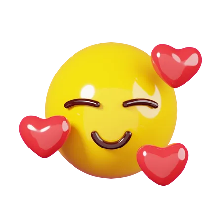Smiling With Hearts Love Emoji  3D Illustration