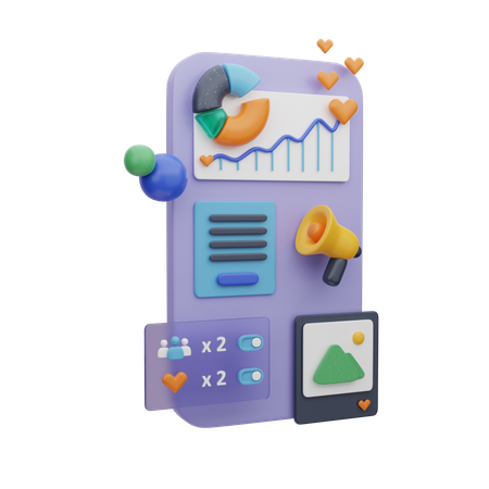 モバイル SMM ダッシュボード  3D Icon