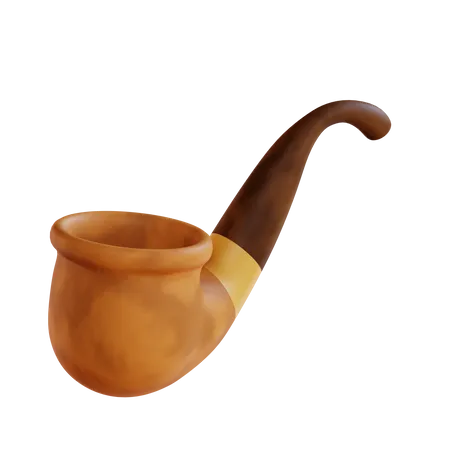 A Pipe With A Long Stem And A Long Neck Is A Title Describing A Smoking Pipe With An Extended Stem And Neck This Asset Would Be Suitable For Illustrations Designs Or Presentations Related To Smoking Tobacco Or Vintage Aesthetics 3D Icon