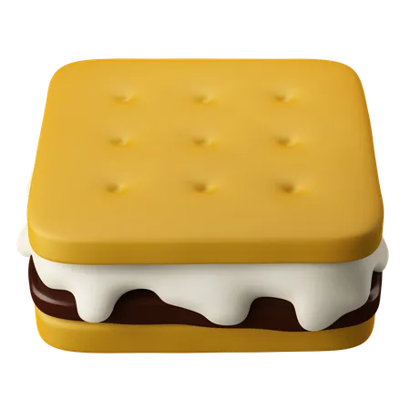 Smore Sandwich With Cream And Chocolate Western Dessert 3 D Icon Illustration 3D Icon