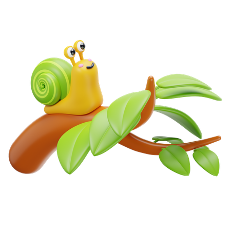 Snail on  tree  3D Icon