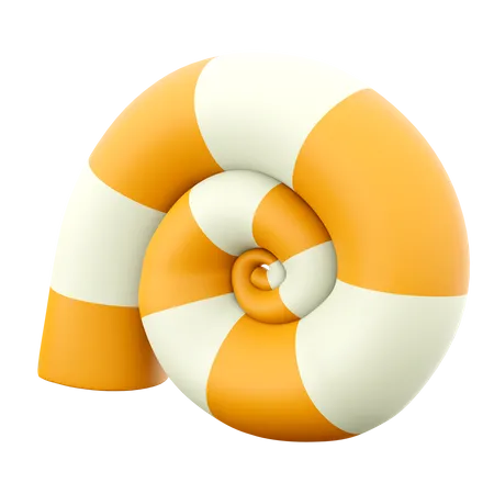 3 D Rendering Snail Shells Icon 3 D Render Colored Seashell With Yellow And White Color Icon 3D Icon