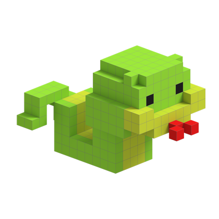 Snake Cute Voxel Art  3D Icon
