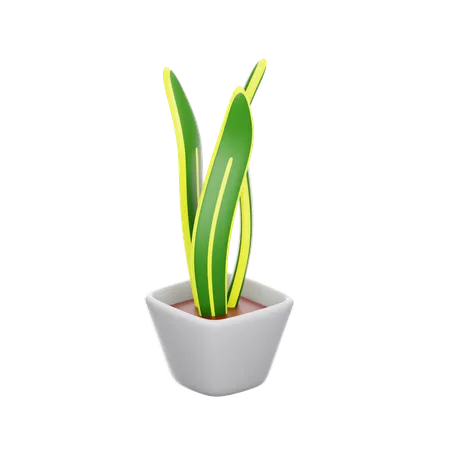 A 3 D Rendered Sansevieria Or Snake Plant With Its Distinctive Upright Leaves Nestled In A Minimalist White Pot 3D Icon
