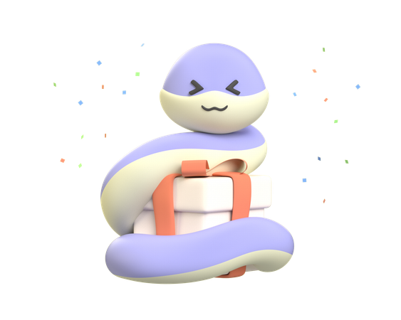 Snake With Gift  3D Icon