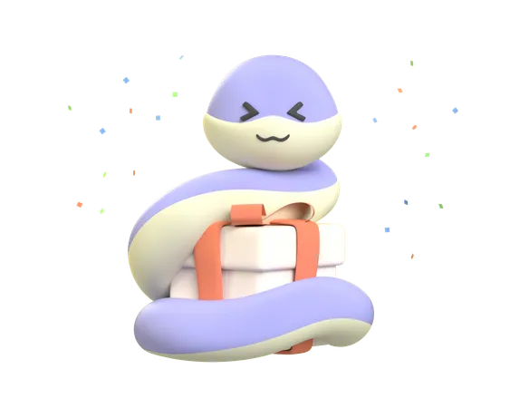 Snake With Gift  3D Icon