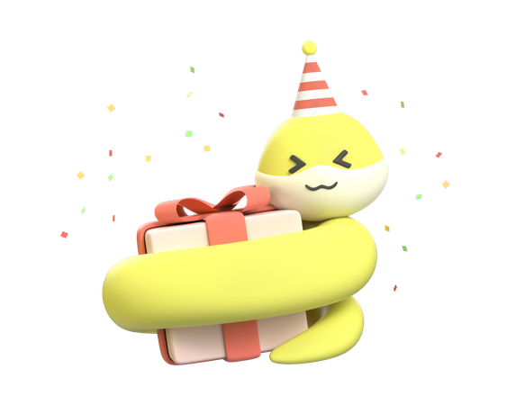 Snake With Gift  3D Icon