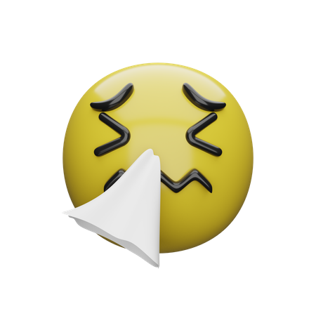 Sneeze Emoji 3D Illustration