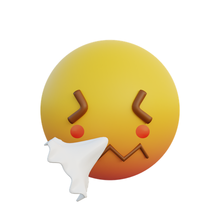 Sneezing face with tissue  3D Icon