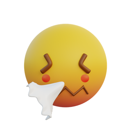 Sneezing face with tissue  3D Emoji